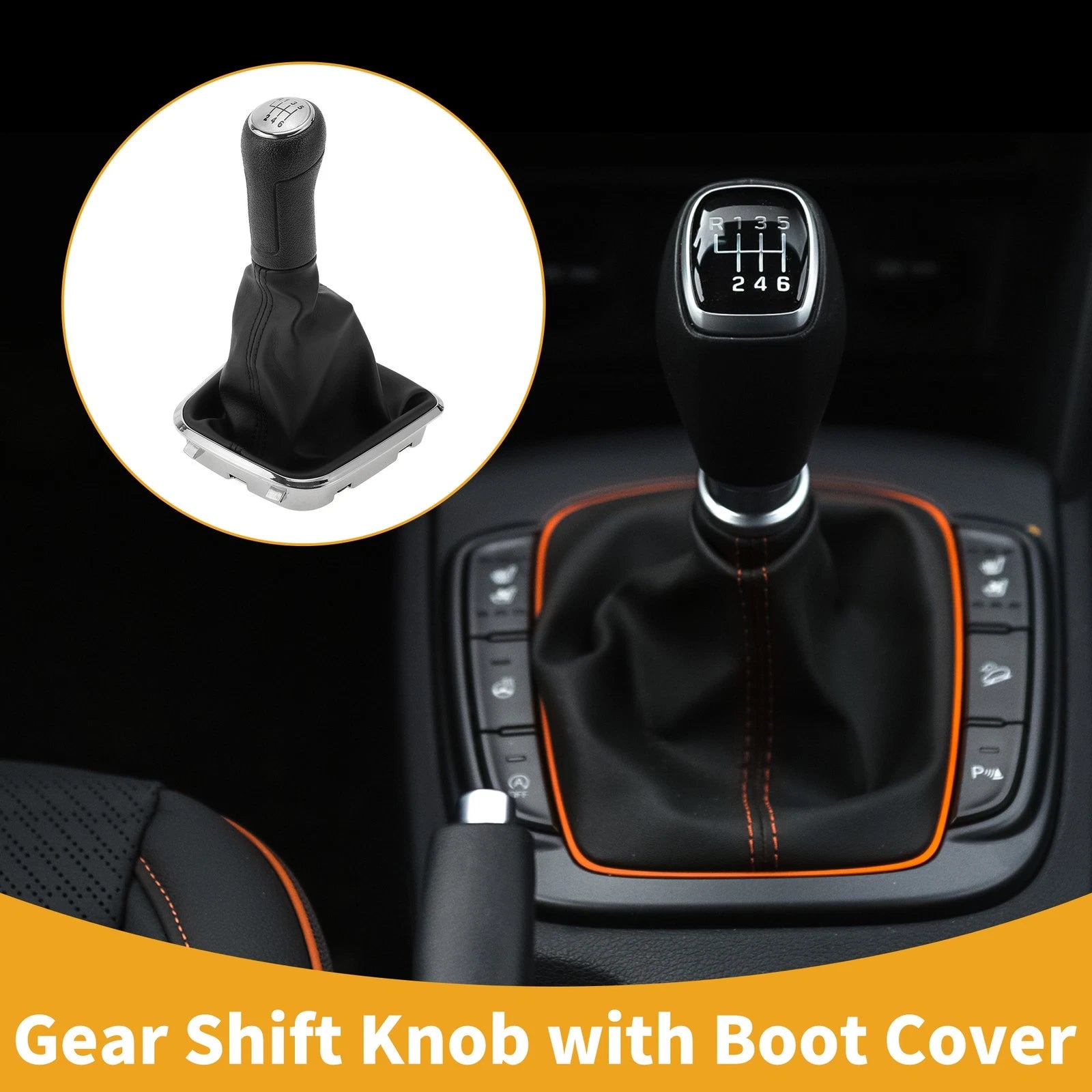 6 Speed Gear Shift Knob with Cover for Volkswagen Polo (2014–2017) Faux Leather