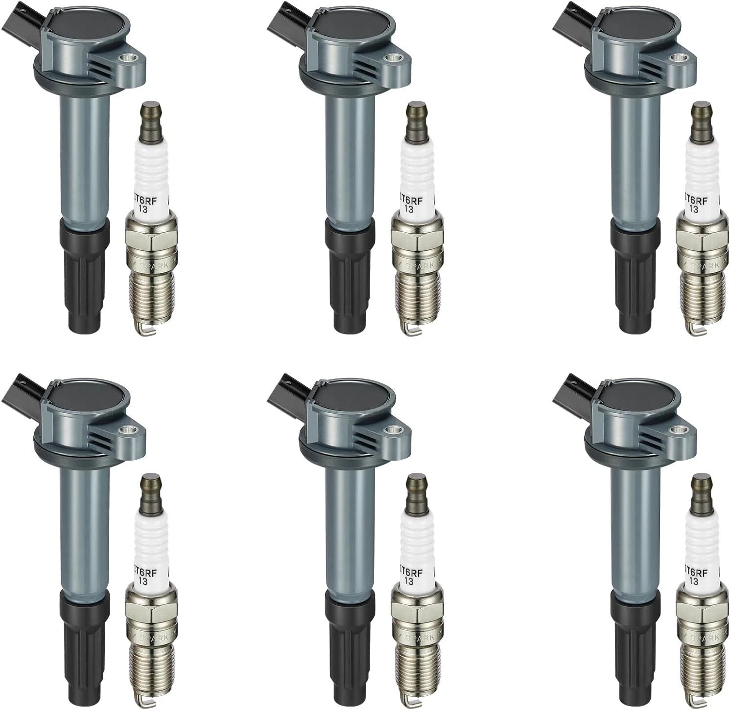 Set of 6 Ignition Coils & Spark Plugs for Ford Fusion Escape (2006–2012)