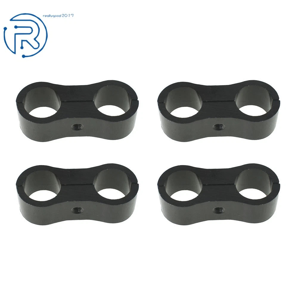 Set of 4 Black Aluminum 6AN Hose Separator Clamps for Oil/Fuel Hose