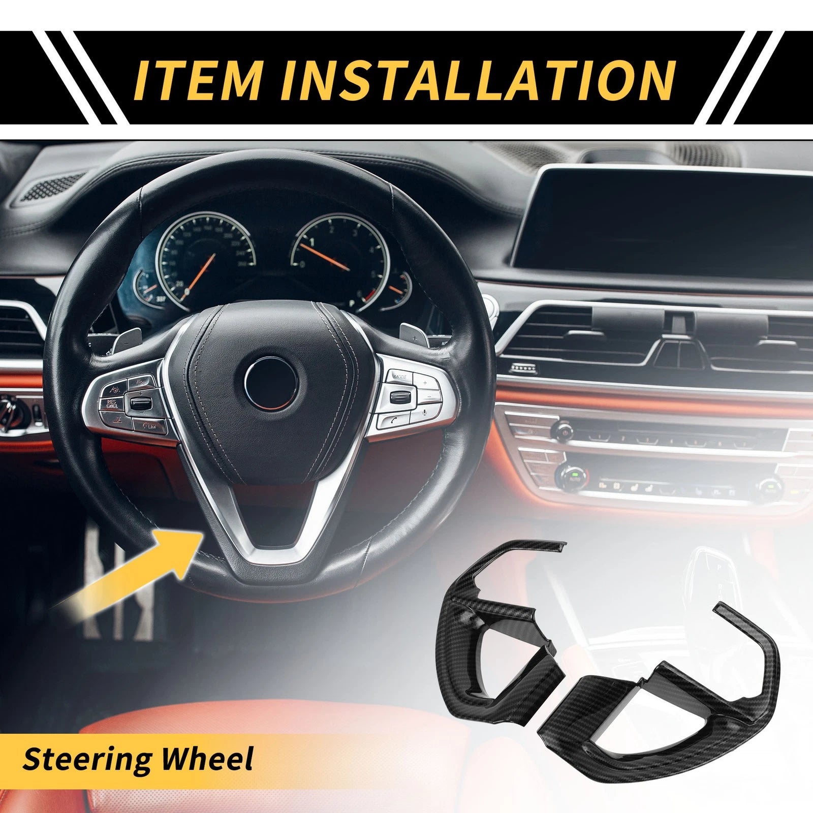 Set of 2 Carbon Fiber Steering Wheel Cover Trims for Toyota Tundra (2022–2024)