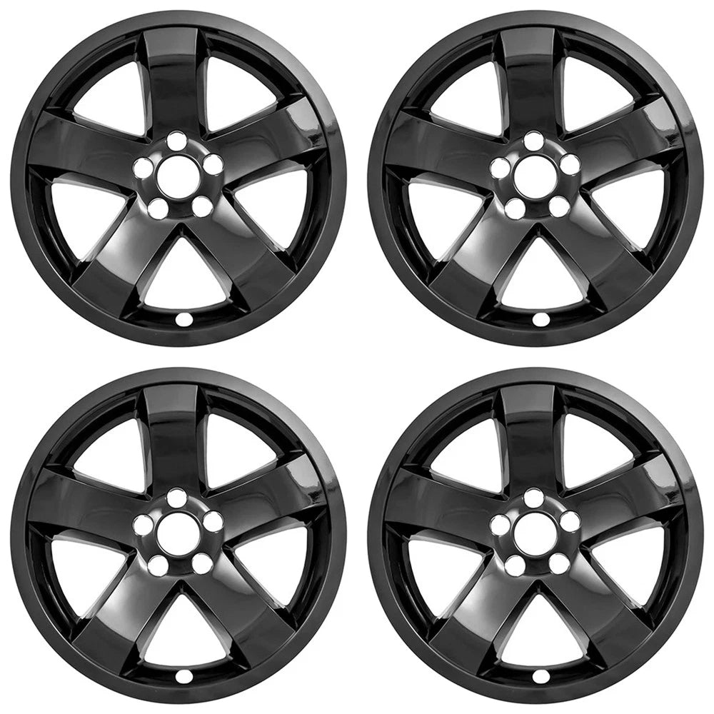 4 18" Black Wheel Skins Hub Caps Full Covers for 2009-2014 Dodge Challenger