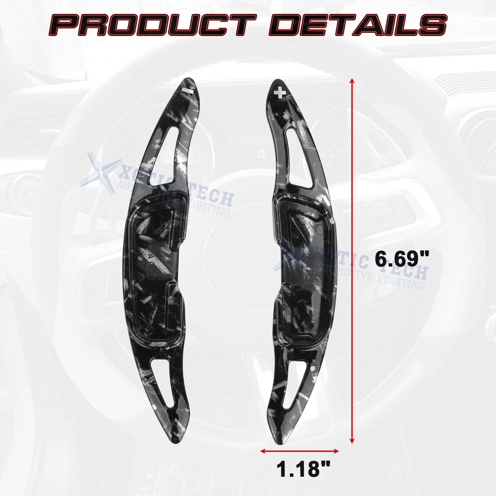 Black Forged Pattern Paddle Extended Shifter Trim for Mazda (2014-2021)
