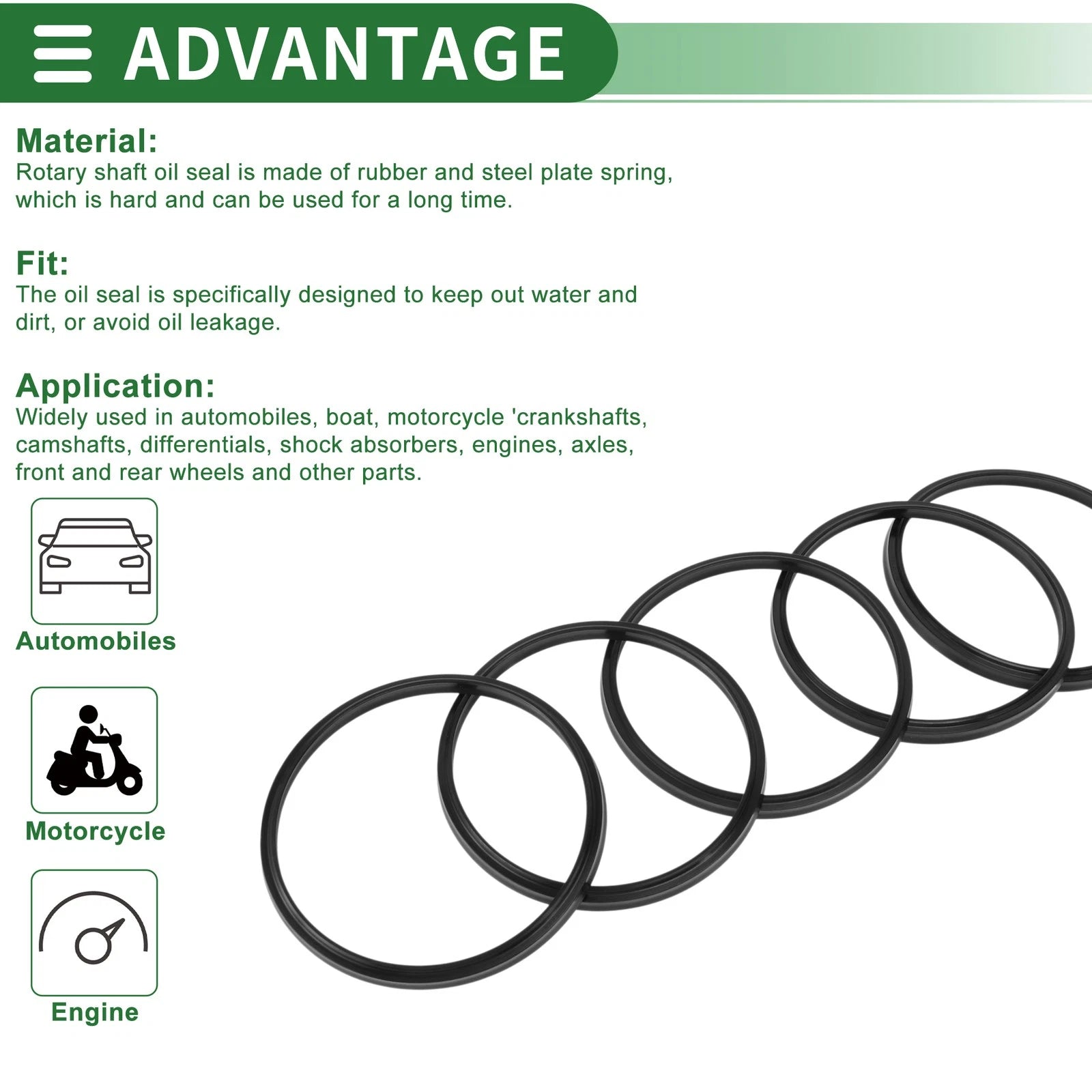 Set of 5 Oil Seal Rotary Shaft Seal NBR Rubber 110x120x6mm