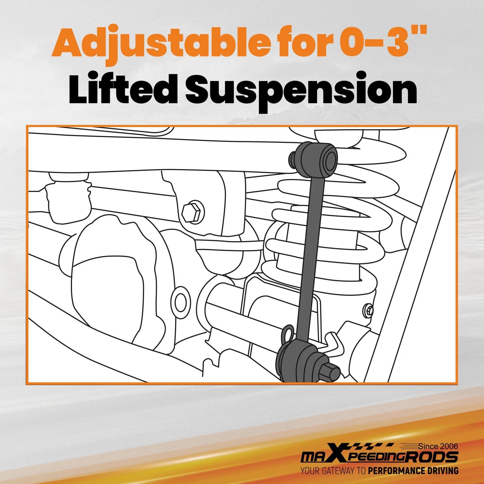 2X Adjustable Front Sway Bar End Links for Toyota FJ Cruiser (2007-2014)