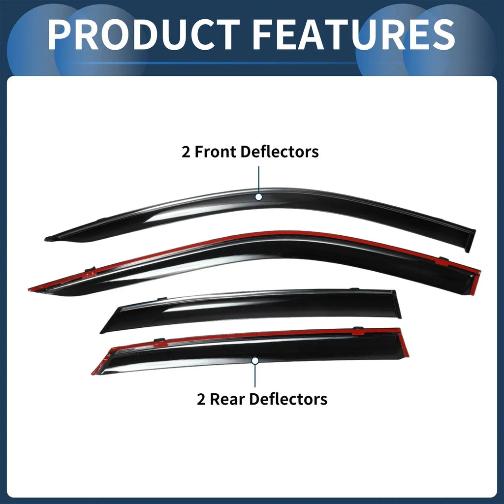Window Deflectors for Honda Civic Sedan 2022 Side Vent Visors Black 1 Set