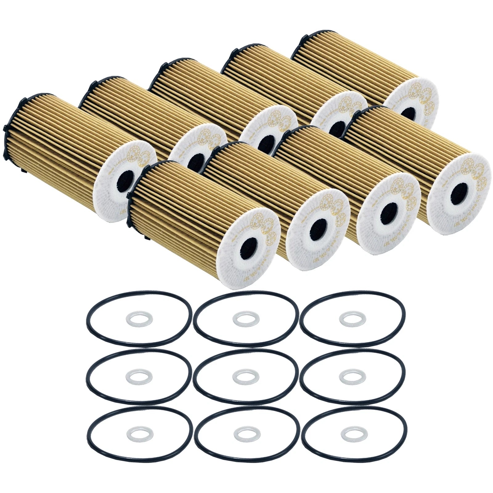 Set of 9 Engine Oil Filters for Hyundai Kia V6 (StdAsp GAS)