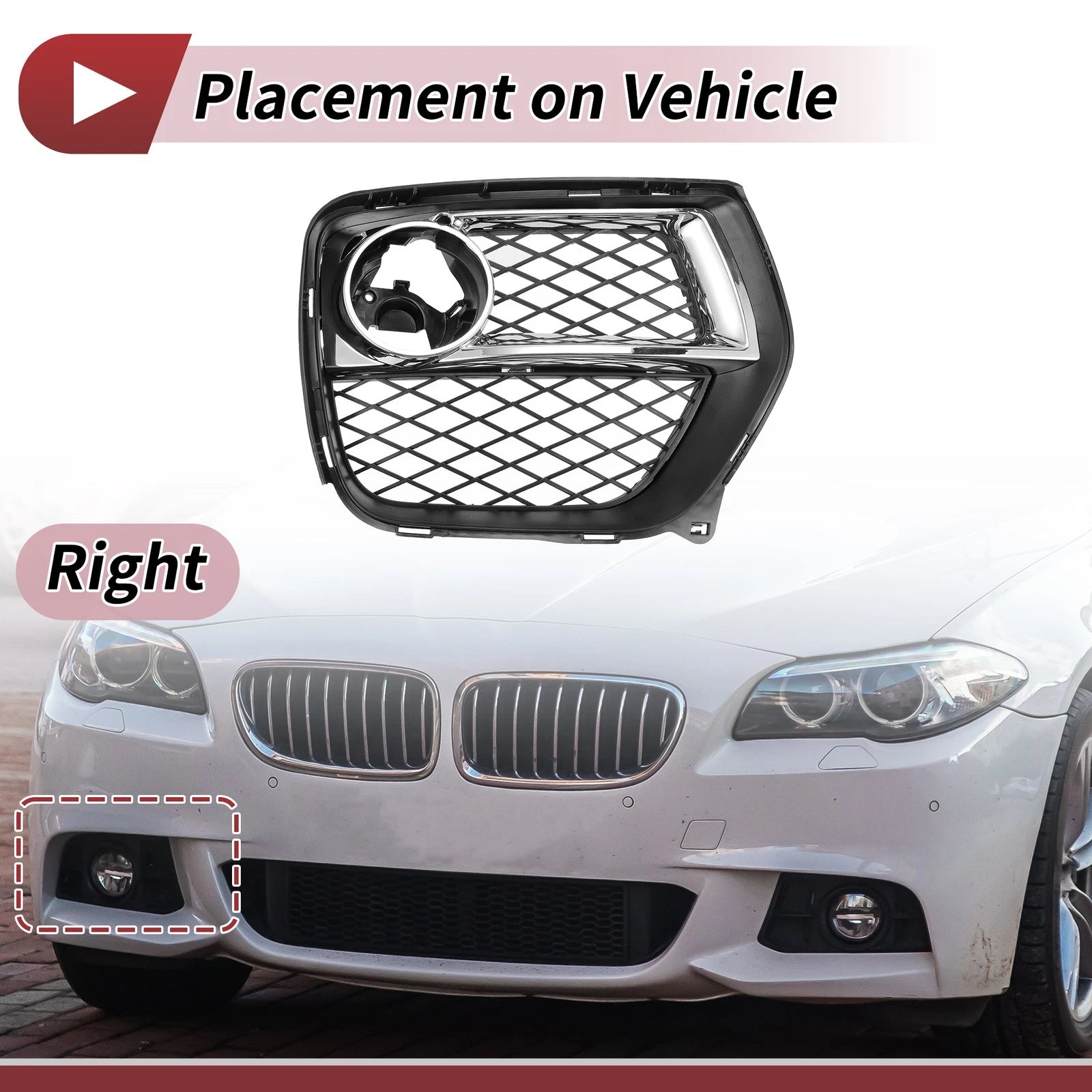 1 Pc Fog Light Grill for BMW X6 (2012–2014) No. 51117312606