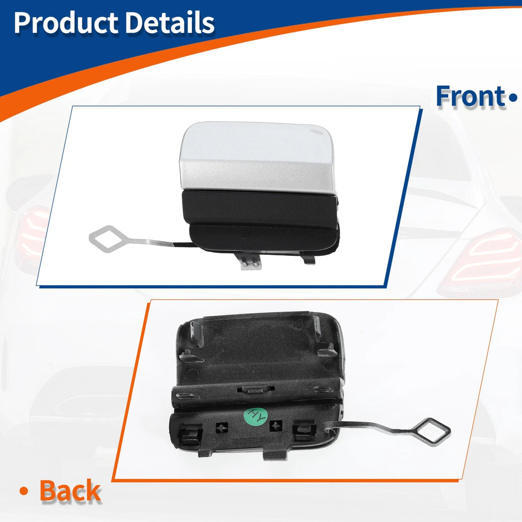 Rear Car Bumper Tow Hook Cover for Mercedes-Benz (2015–2020) No.A2058853303 Silver Tone