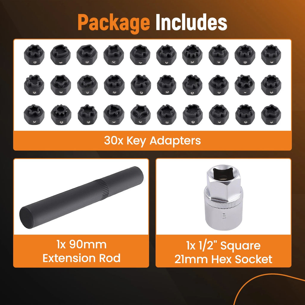 Wheel Lock Lug Nut Master Key Removal Socket Tool Kit for Mercedes-Benz ML (2006–2015)