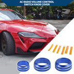 3X AC Radio Volume Switch Knob Cover Ring for Toyota Supra (2018–2022) Blue