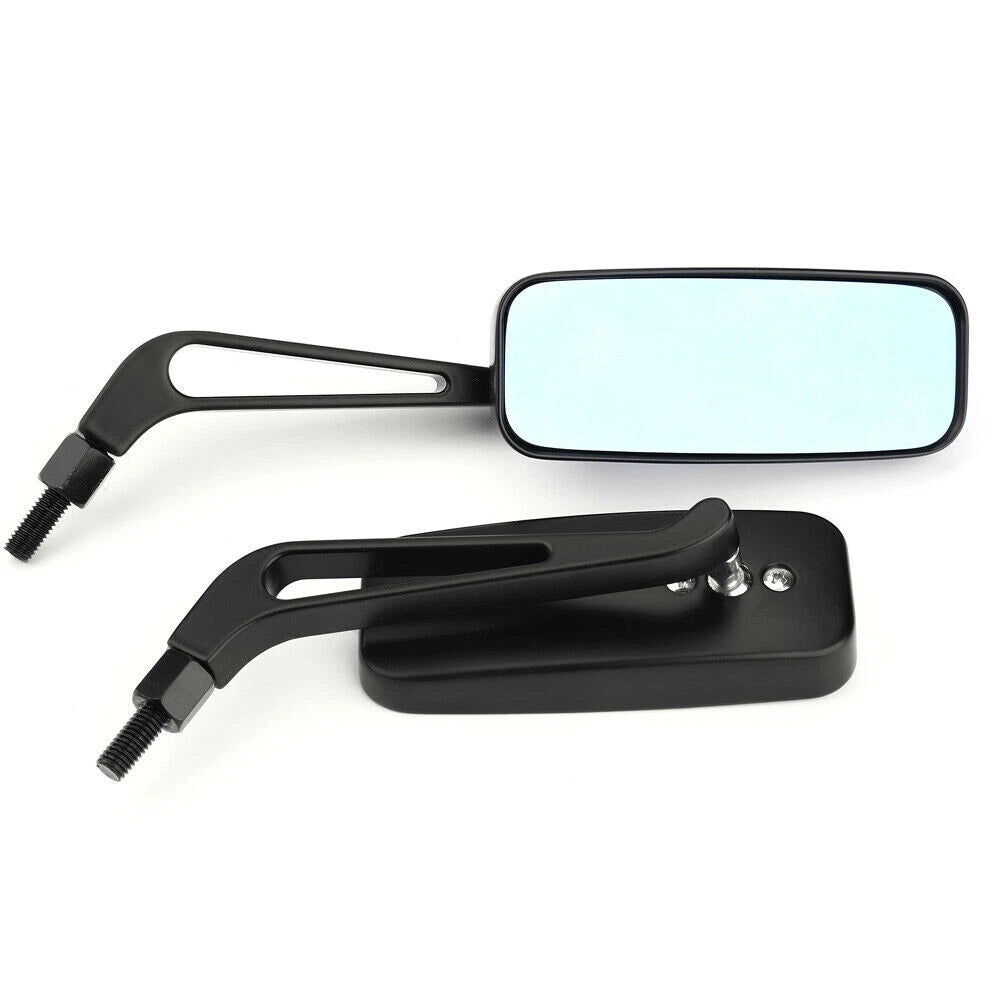 Universal Rectangle Smoke Blue Motorcycle Rearview Side Mirrors 8mm 10mm
