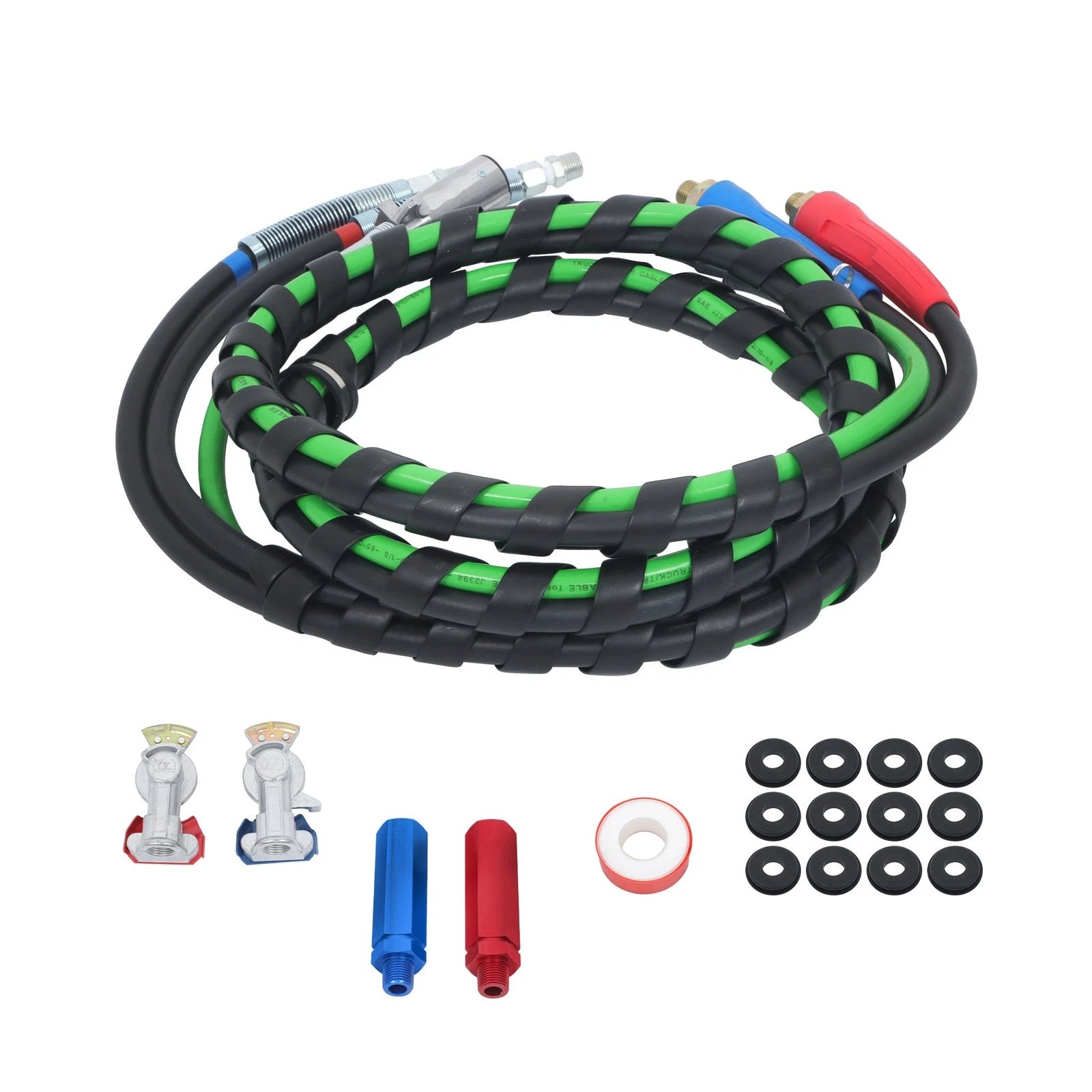 Set of 3 Air Line Hose Assemblies for Semi Truck Tractor Trailer (12 FT)