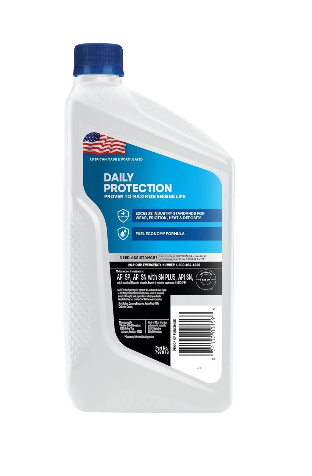 Valvoline Daily Protection SAE 30 Motor Oil 1 QT for Cars