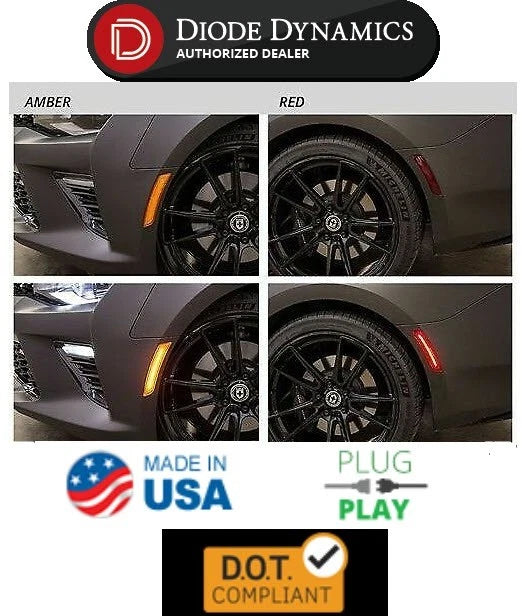 LED Side Marker Lights Red Amber Replacement for 2016-2020 Chevrolet Camaro