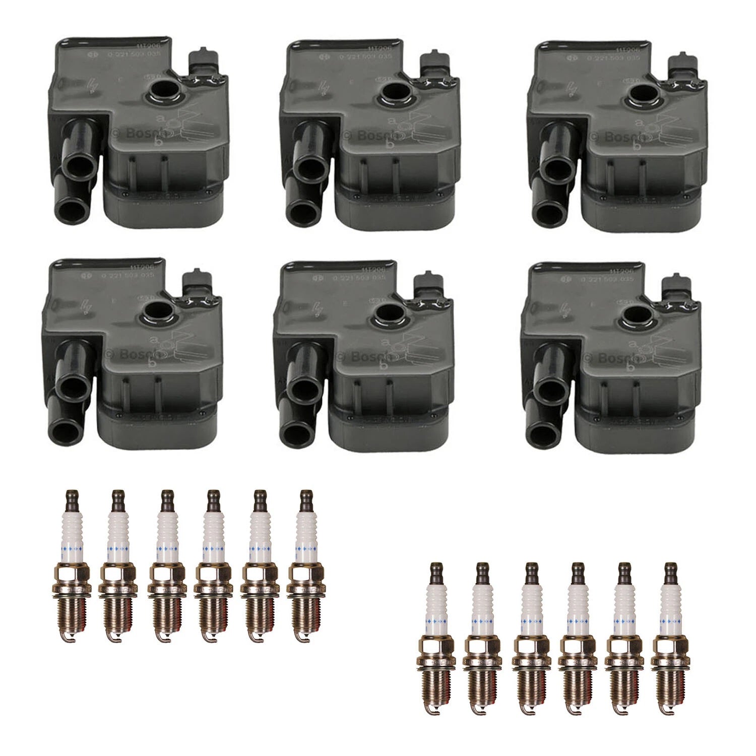 Set of 6 Ignition Coils & 12 Spark Plugs for Mercedes W211 W163 V6