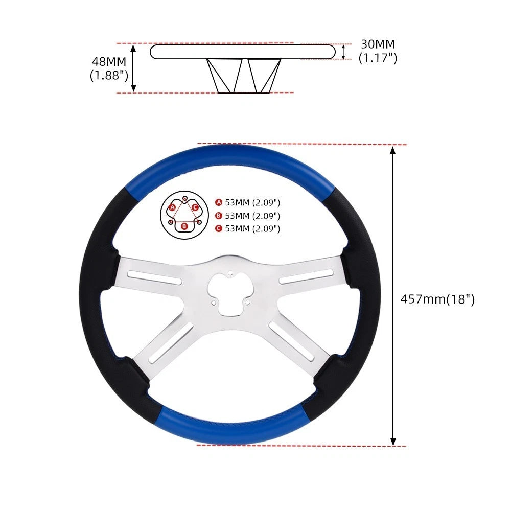 18" Chrome 4 Spoke Truck Steering Wheel for Freightliner Kenworth Peterbilt Volvo