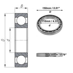 Deep Groove Ball Bearings 110x150x20mm for Scooter Skateboard (No Years)