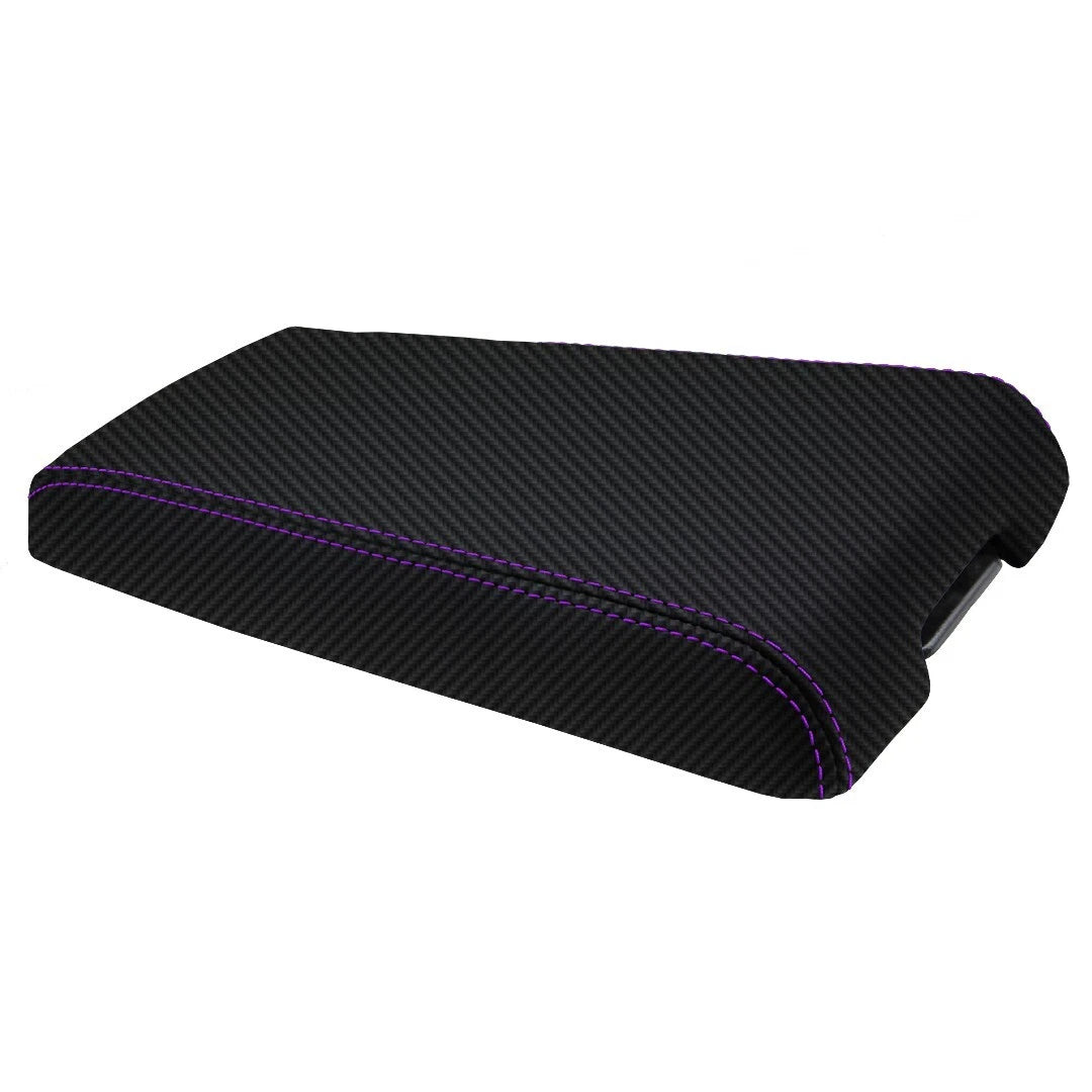 Console Armrest Cover for Jeep Liberty (2008–2013) Carbon Fiber Purple Stitch