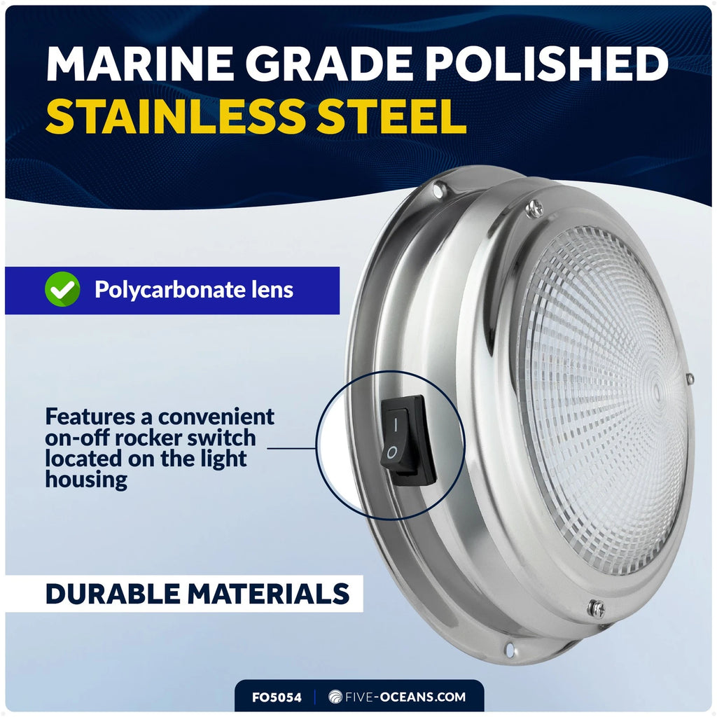 6" RGBW LED Dome Ceiling Light for 12V Vehicles (Stainless Steel)