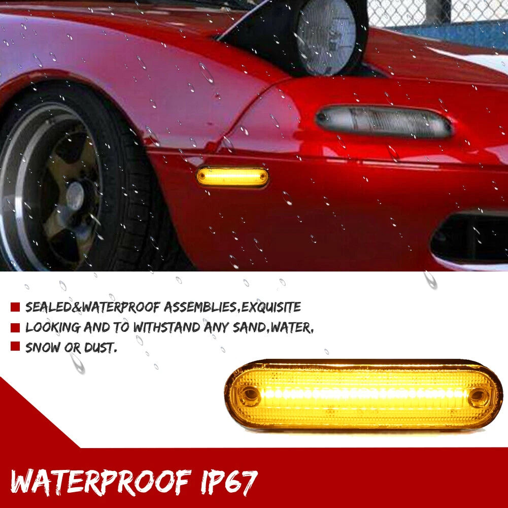 2X Clear Lens Amber LED Front Side Marker Lights for Mazda MX-5 Miata (1990–2005)