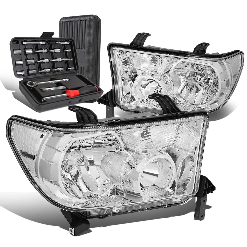 Pair of Chrome Clear Side Headlights for Tacoma Sequoia (2007–2013)