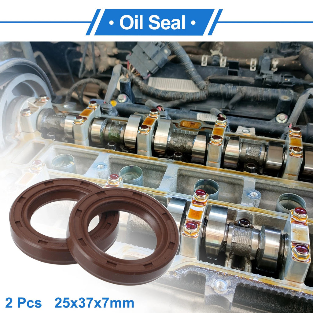 2X Oil Seal Rotary Shaft Seal for Various Models (25x37x7mm) FKM Rubber