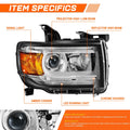 Right Side Chrome Amber LED DRL Projector Headlight for GMC Canyon (2015–2022)