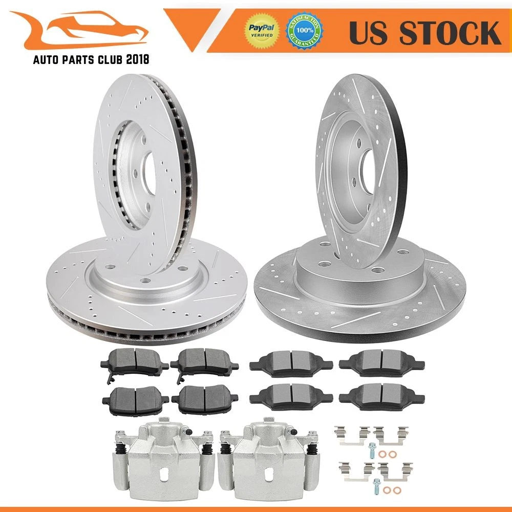 2X Front Brake Caliper & Rotor Ceramic Pad for Chevrolet Malibu (2006–2012)