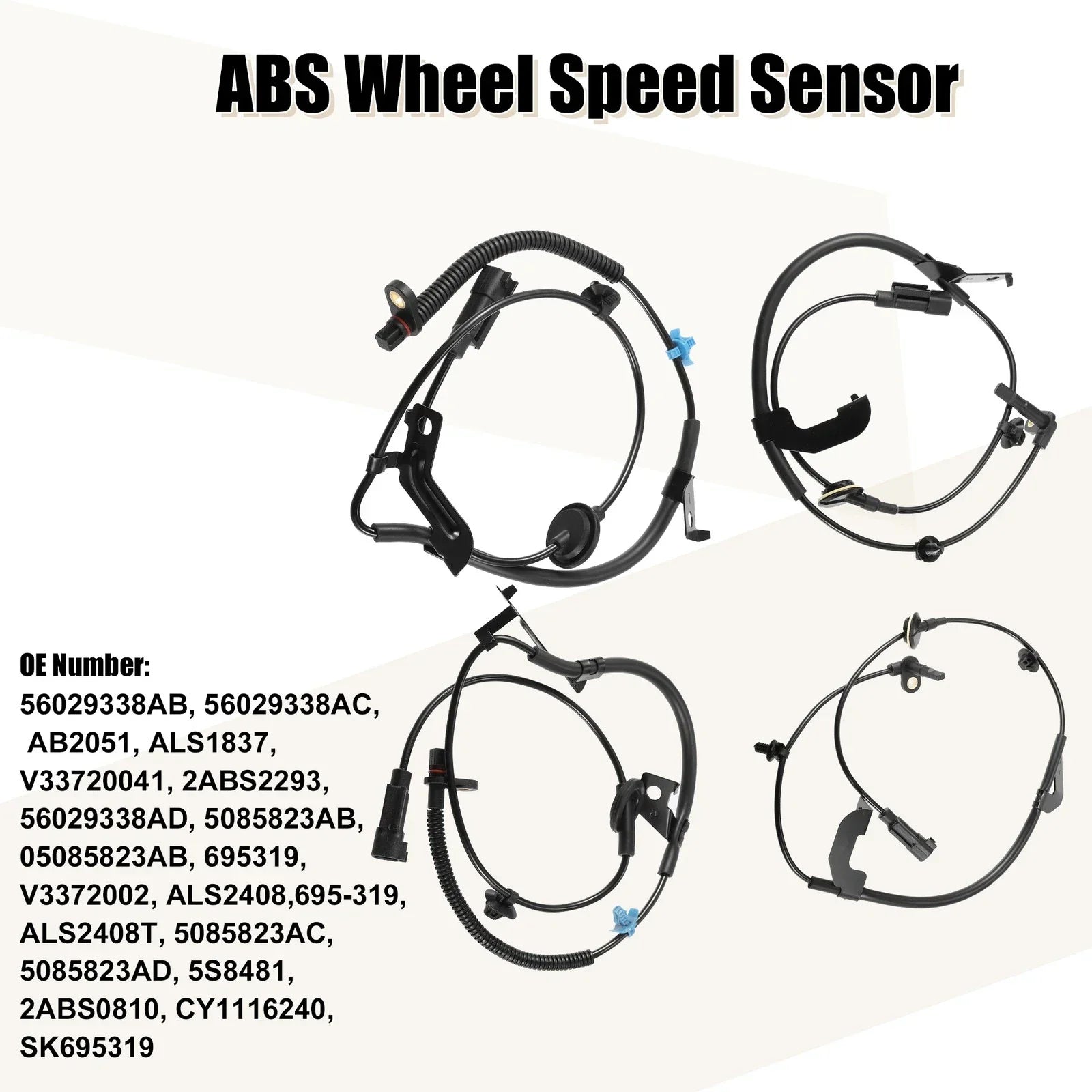 4 x ABS Wheel Speed Sensors for Chrysler 200 (2011-2014)