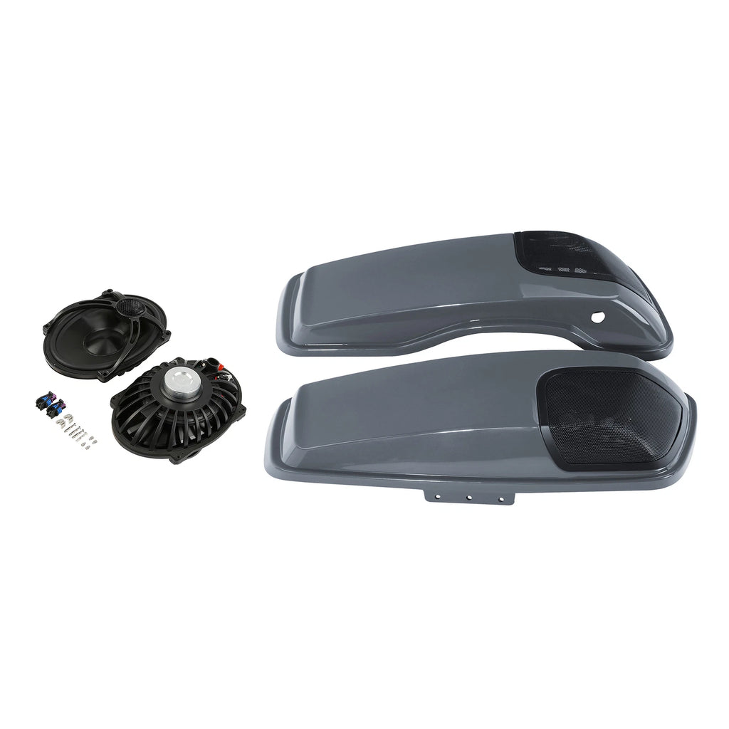 Hard Saddlebag Lids for Harley Touring Glide (2014–2024) 5x7" Speakers Gunship Gray