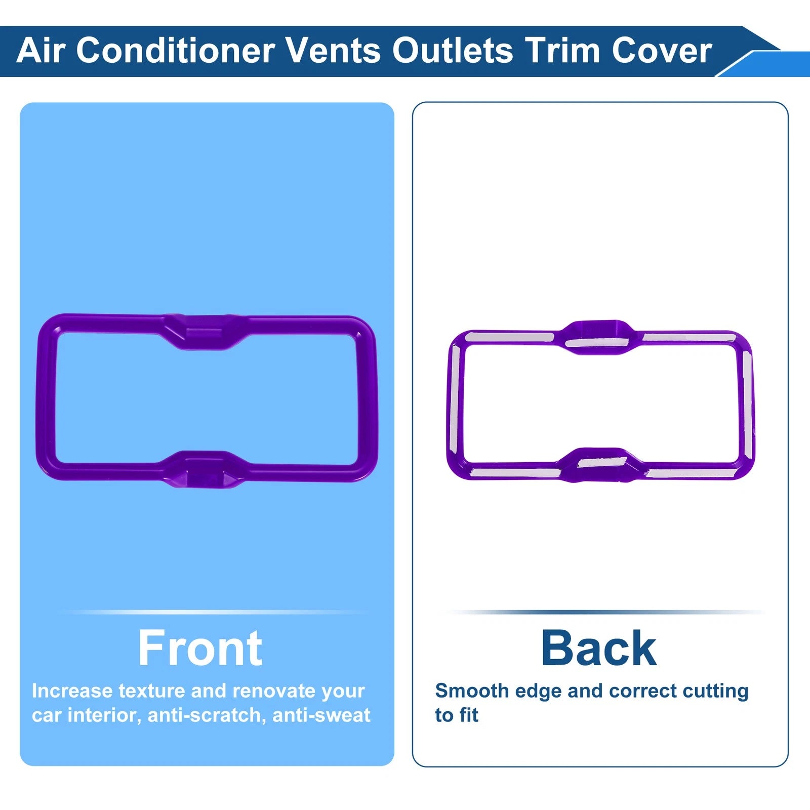 Set of 4 Air Condition Outlet Vent Trim Cover Frame for Ford Bronco (2021–2024) Purple