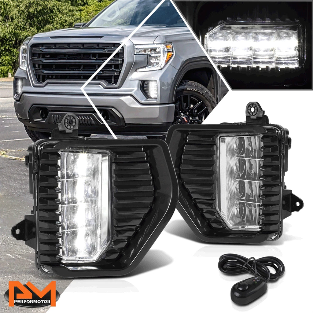 Full LED Fog Lights for GMC Sierra 1500 (2019–2022) - Clear Lens, Switch, Bezels