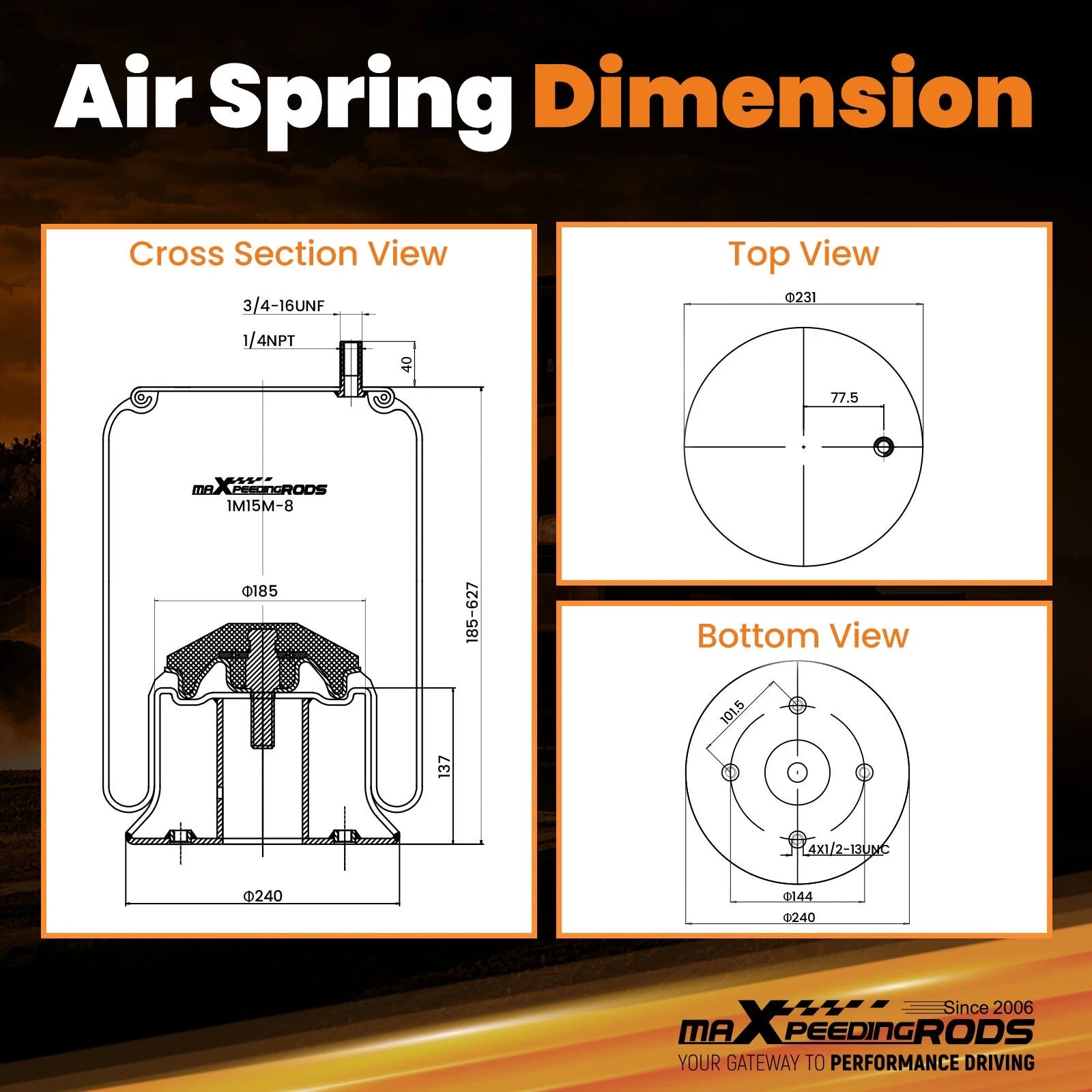 Set of 1 Air Suspension Spring Bag for Firestone W01-358-9265, ContiTech 161035