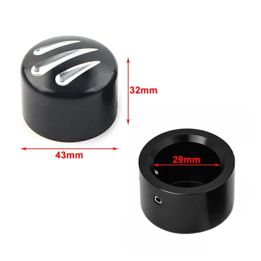 Black  Front Cut Axle Nut Cap Covers for Harley Softail Touring