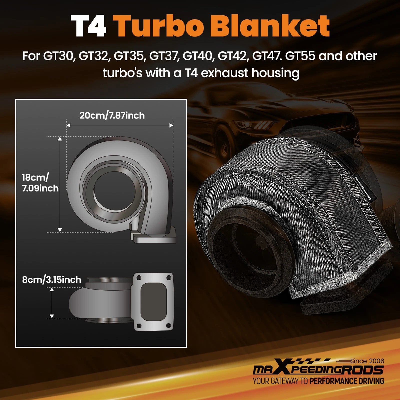Turbo Blanket for GT30 GT32 GT40 GT47 T76 T4 (Heat Shield Wrap)