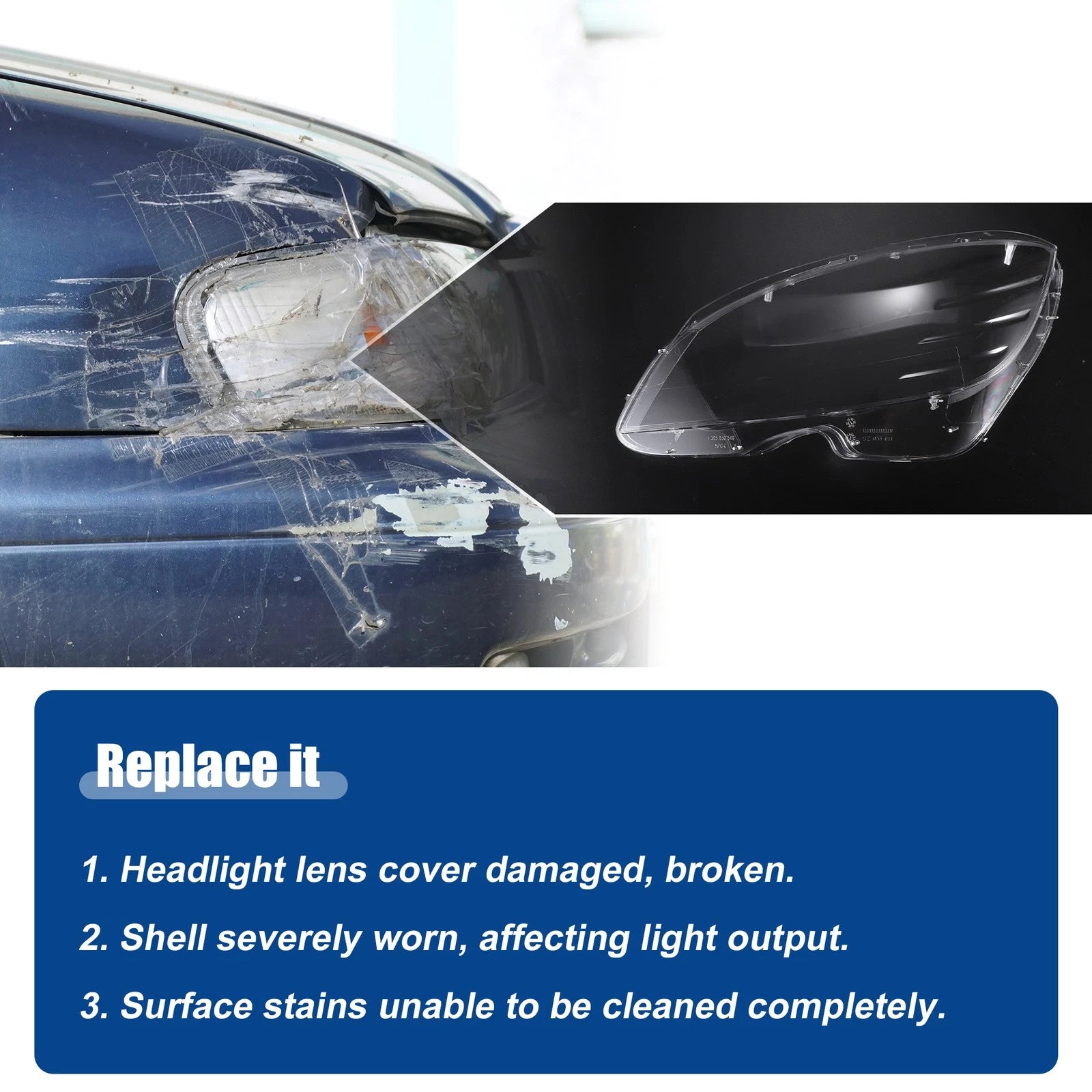 Pair Headlight Clear Lens Cover for Mercedes Benz C-Class W204 (2007–2014) No.2048208861