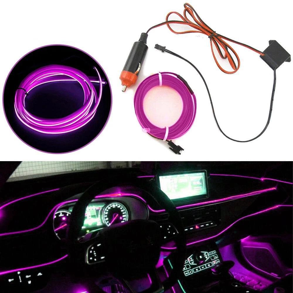 2M Purple EL Wire LED Light Strip for Universal Car Interior (US)