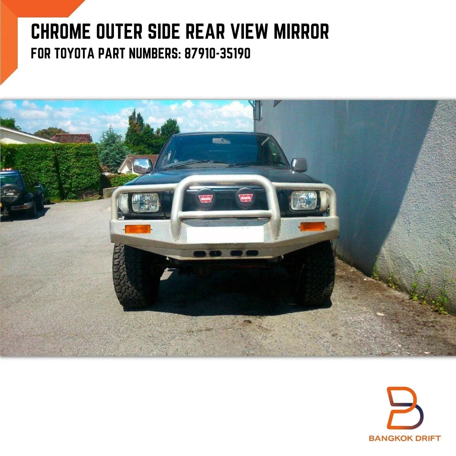 Chrome Door Mirror RH for Toyota Hilux LN106 4WD Ute 4Runner Surf (1988-1997)