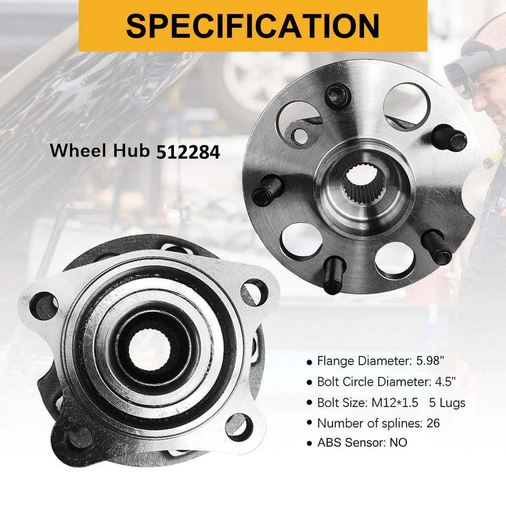 AWD Rear Wheel Bearing & Hub Assembly for Lexus RX330 350, Toyota Highlander, Venza (2004–2015)