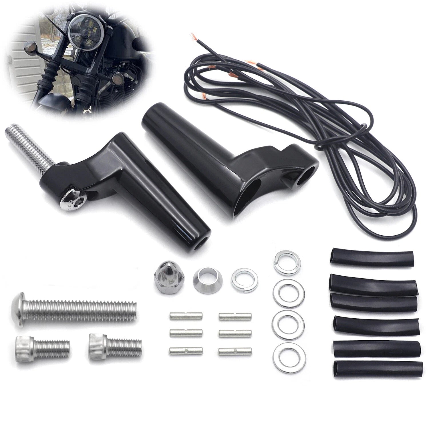 Gloss Black Turn Signal Relocation Kit for Harley XL (1988–2022)