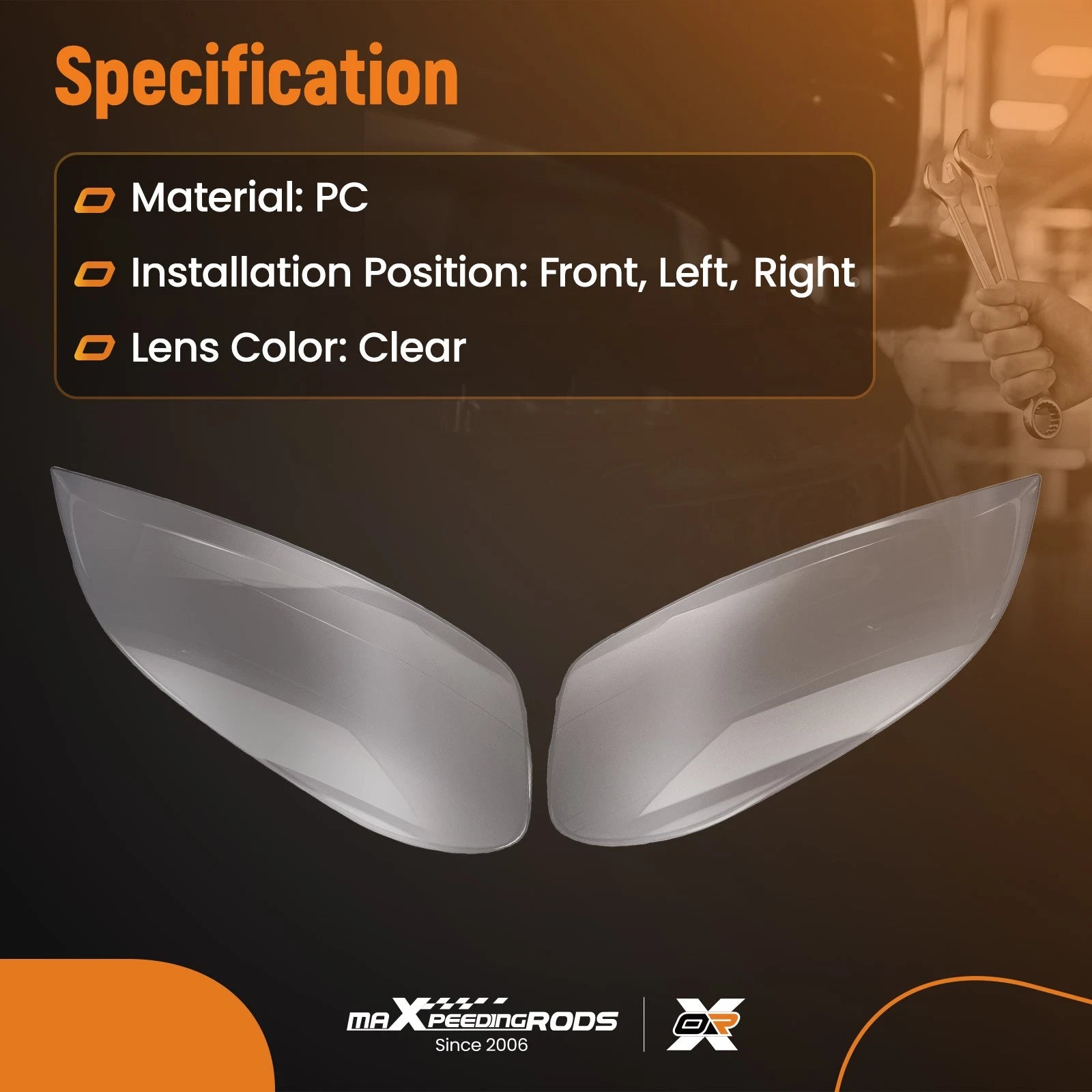Headlamp Lens Cover Pair for Volvo XC60 (2009–2013) Polycarbonate
