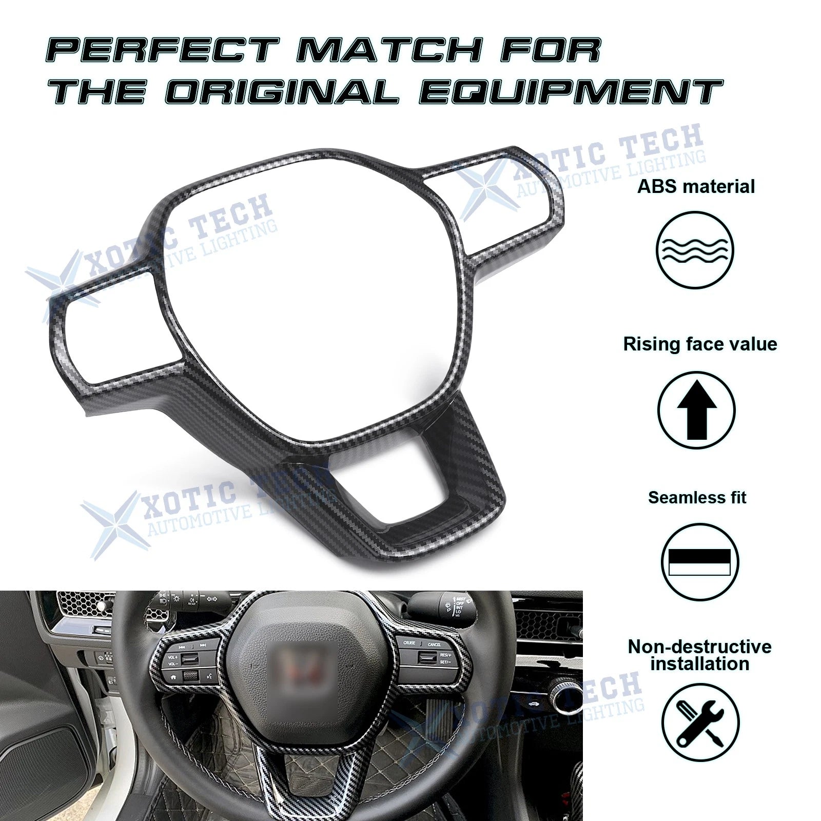 Carbon Look Driver Side Control Frame Decoration Kit for Honda (2016-2024)