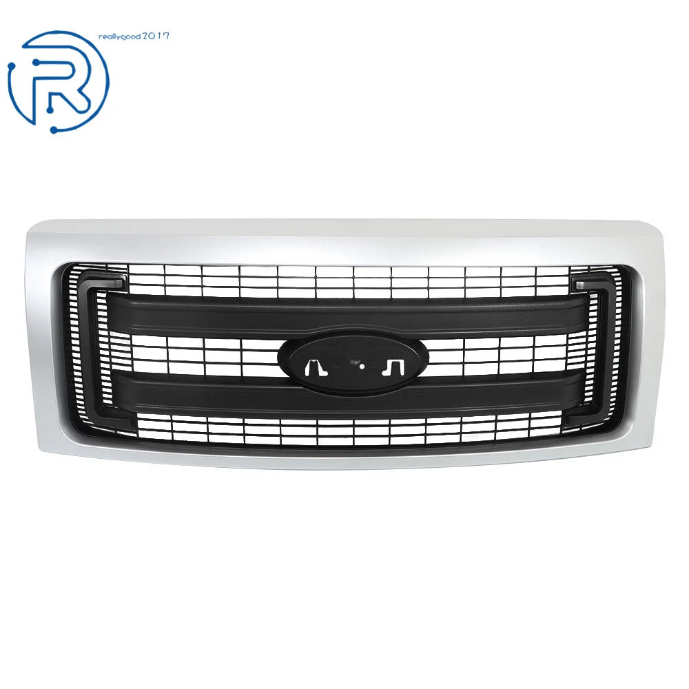 Front Upper Grille for Ford F150 (2009-2014) Silver Black
