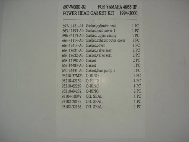 Gasket Set Kit for Yamaha 48HP-55HP (Replaces 697-W0001-02-00)