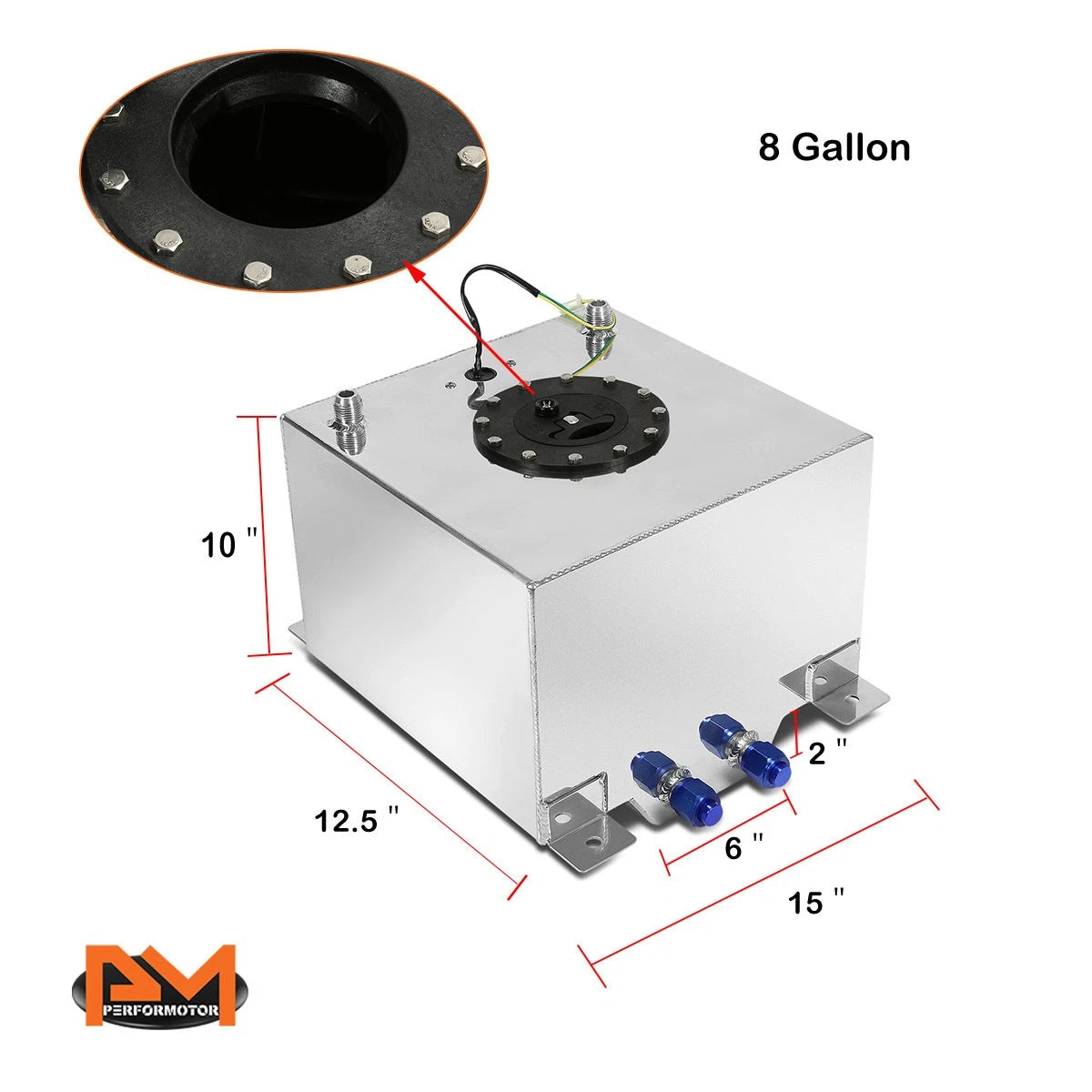 8 Gallon Aluminum Chrome Fuel Cell for Universal Applications