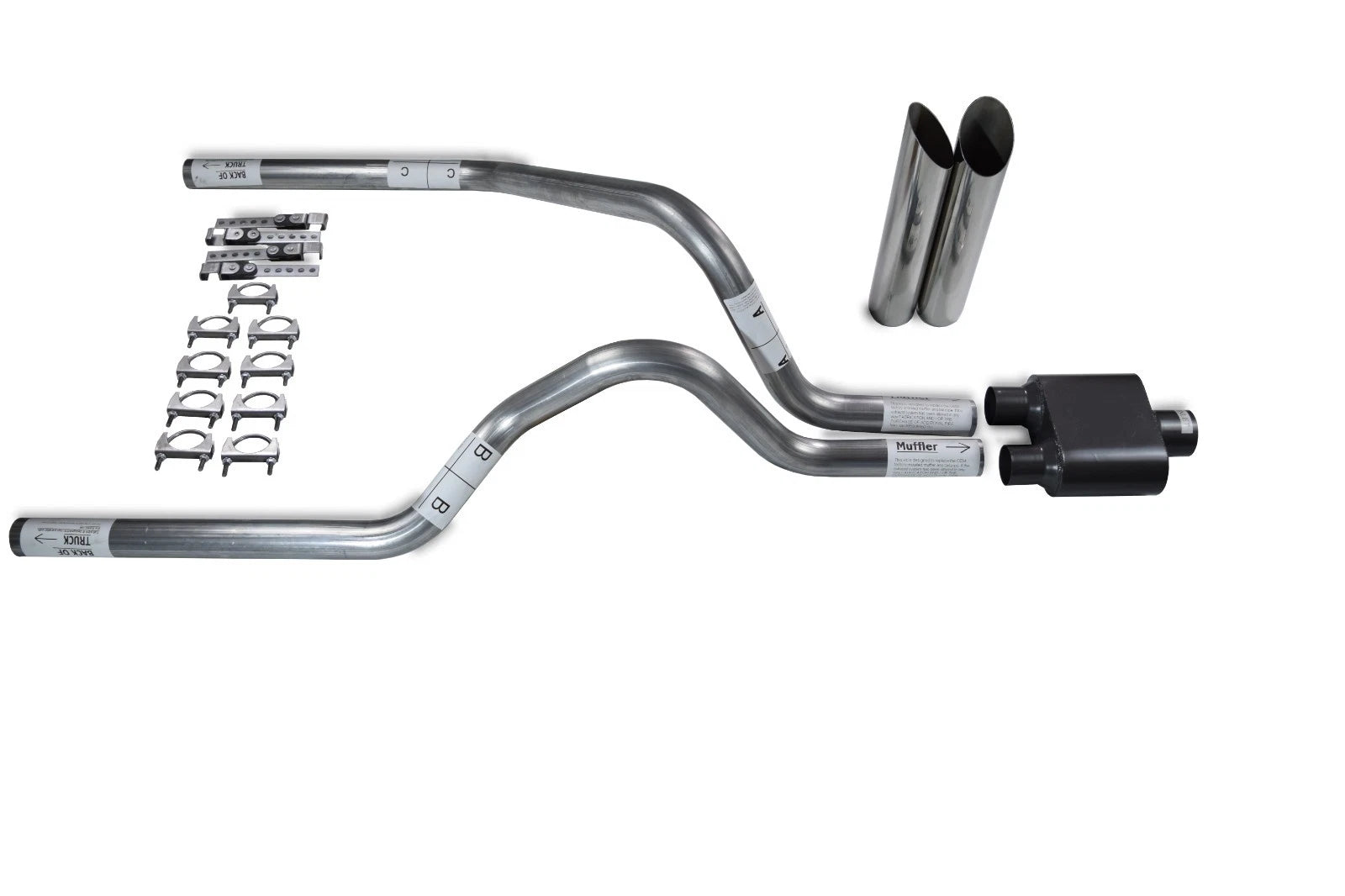2.5" Dual Exhaust Kit for Dodge Dakota (1987–1996) - 1 Chamber Muffler, Slash Tips