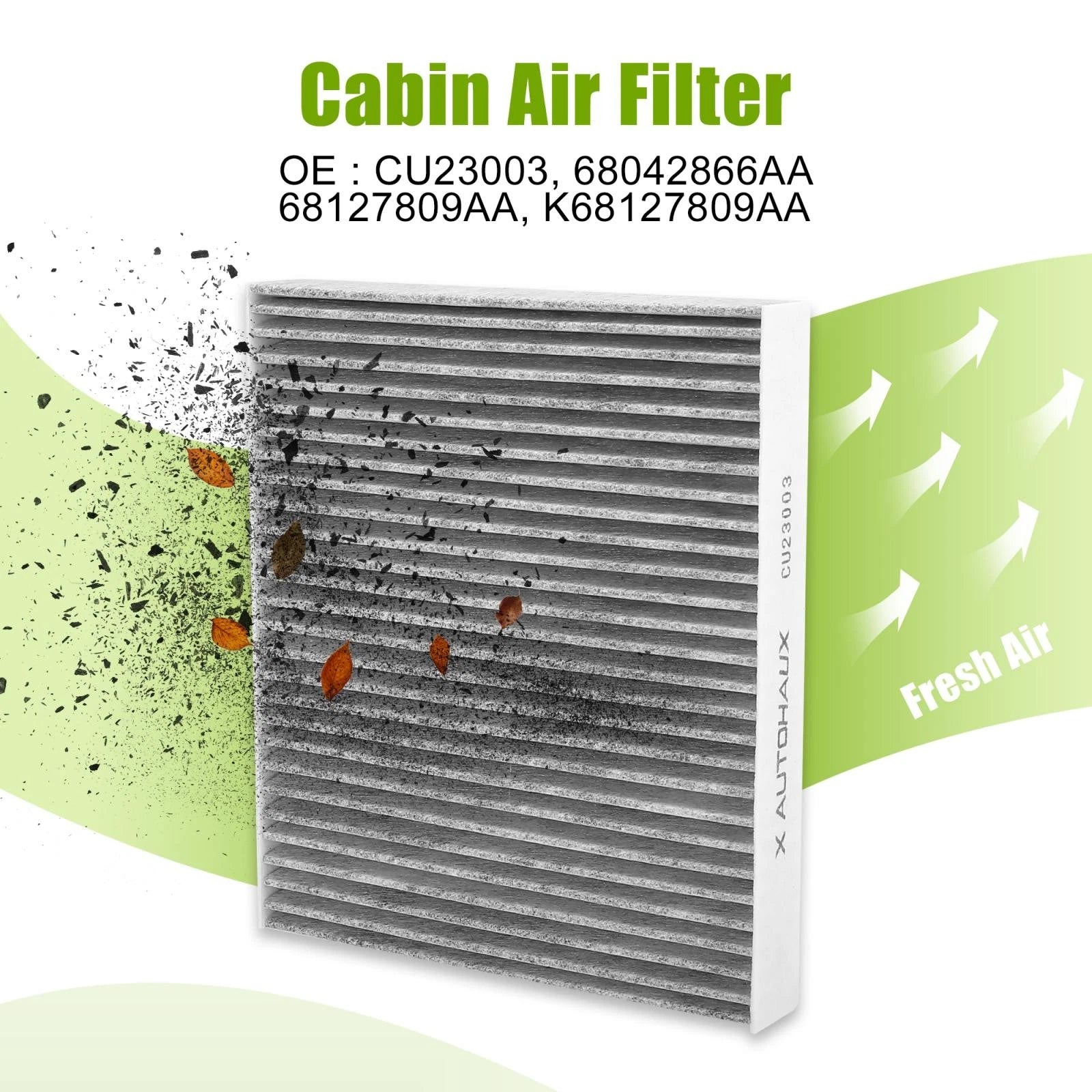 Cabin Air Filter Set of 2 for Chrysler Town & Country, Nissan GT-R, Titan XD CU23003