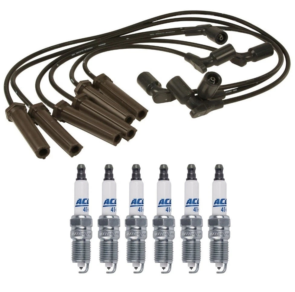 Set of 6 ACDelco Platinum Spark Plugs & Ignition Wire Set for Buick Chevy V6