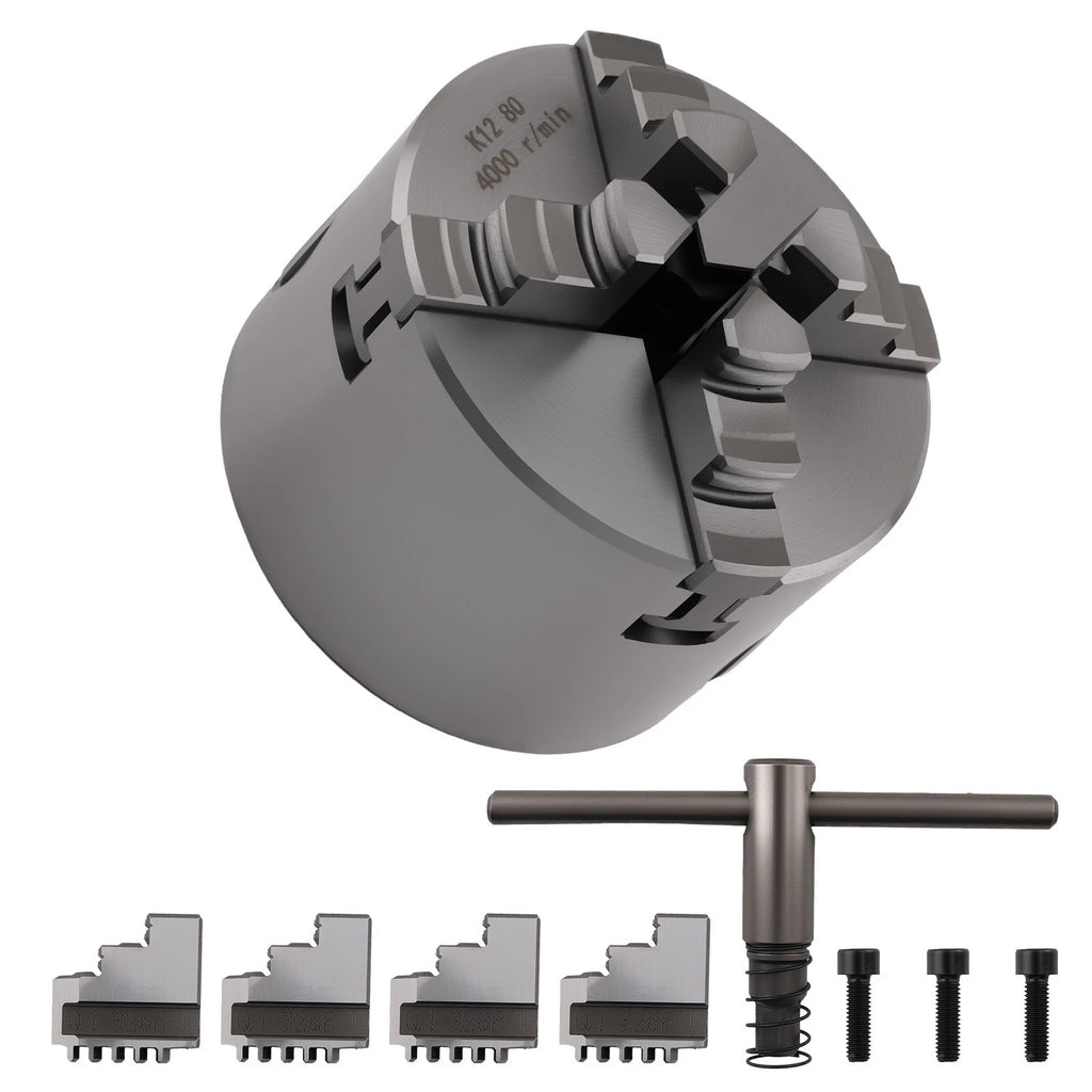 4 Jaw Self Centering Chuck 80mm K12-80 for Small Economical Lathes (K1280)