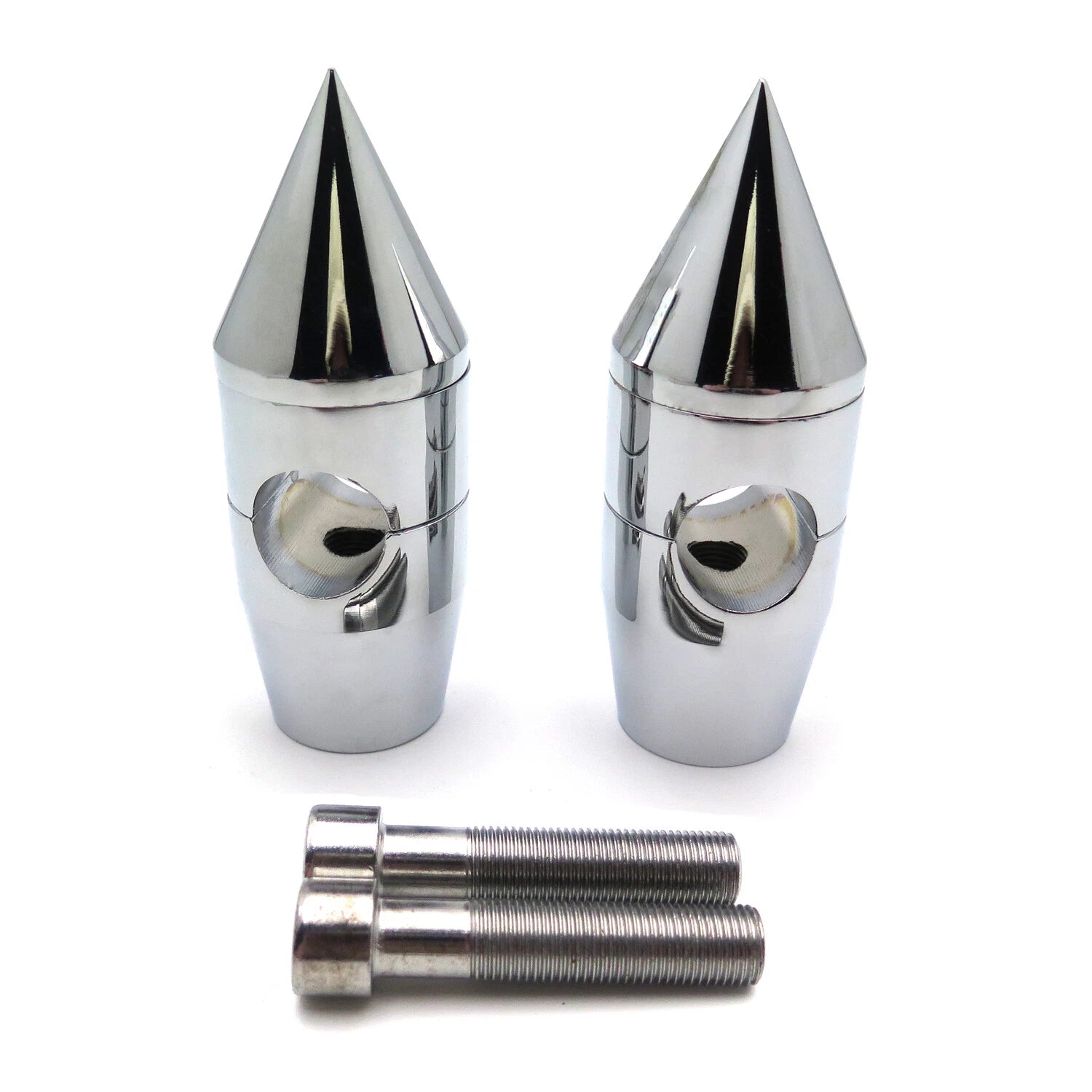 Chrome 1" Billet Spike Handlebar Risers for Harley Softail Dyna Sportster